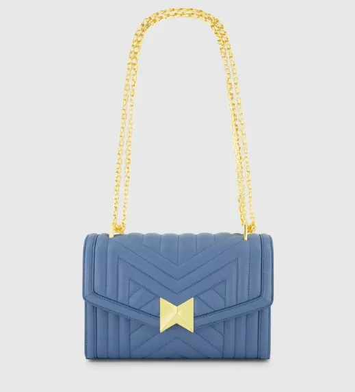 Blue Quilted Napa Leather Handbag 
